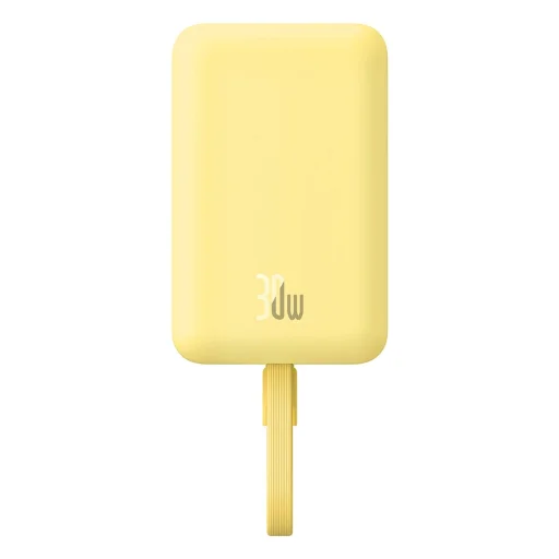 Baseus Magnetic Mini MagSafe 10000mAh 30W powerbank beépített USB-C kábellel - sárga + Baseus Simple Series USB-C - USB-C 60W 0.3m kábel - 8