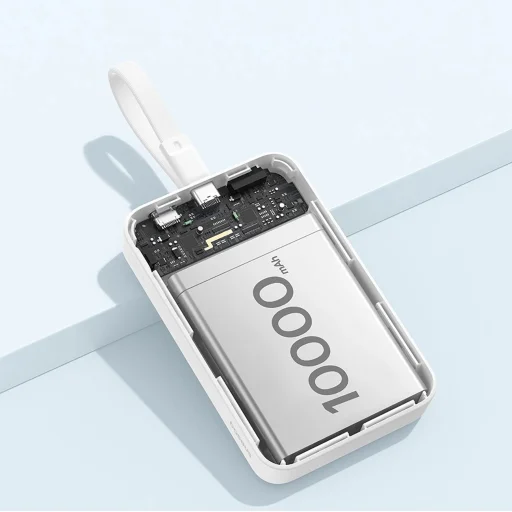 Baseus Magnetic Mini MagSafe 10000mAh 30W powerbank with built-in USB-C cable - white + Baseus Simple Series USB-C - USB-C 60W 0.3m cable - 13