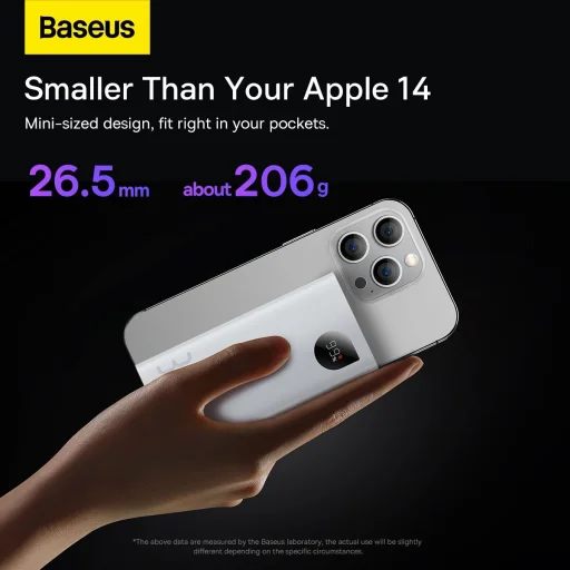Baseus Adaman2 powerbank digitális kijelzővel 2x USB-A / 1x USB-C 10000mAh 30W - fehér - 10