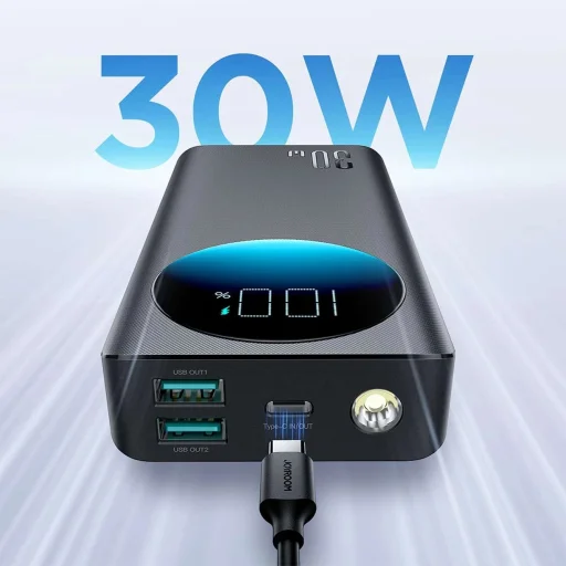 Joyroom JR-PBF03 30W 30000mAh powerbank + USB-A - USB-C kábel 0.25m - fekete - 8