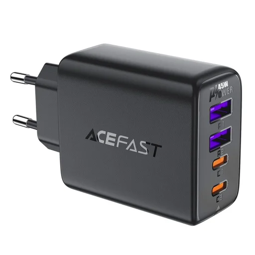 Acefast A61 PD 45W GaN hálózati töltő 2 x USB-C + 2 x USB-A, 4 portos - fekete - 1