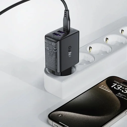 Acefast A57 PD 35W GaN töltő 2 x USB-A + USB-C 3 porttal - fekete - 5