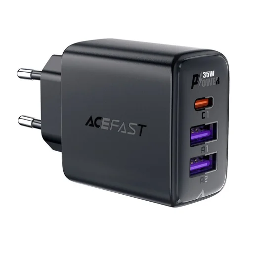 Acefast A57 PD 35W GaN töltő 2 x USB-A + USB-C 3 porttal - fekete - 1