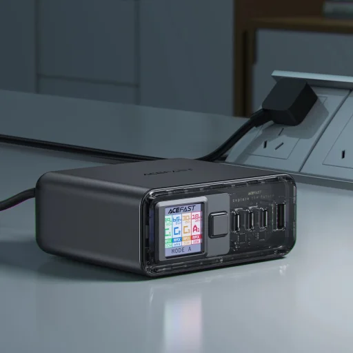 Acefast Z4 PD 218W GaN 3 x USB-C + USB-A Multifunkciós Adapter 4 Porttal - Szürke - 10