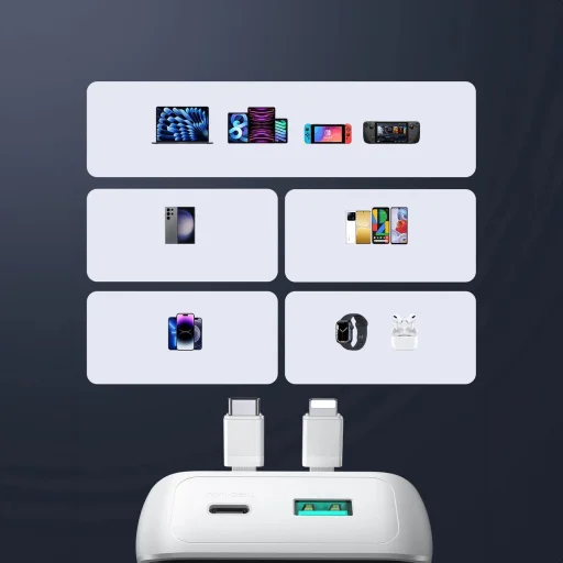 Mini power bank beépített kábelekkel Joyroom JR-PBC06 30W 10000mAh - fehér - 12