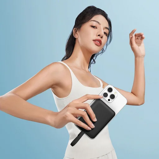 Baseus Magnetic Mini MagSafe 10000mAh 20W powerbank beépített Lightning kábellel - fekete + Baseus Simple Series USB-C - USB-C 60W 0.3m kábel - 10