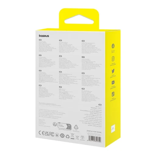 Baseus Magnetic Mini MagSafe 10000mAh 20W powerbank beépített Lightning kábellel - fekete + Baseus Simple Series USB-C - USB-C 60W 0.3m kábel - 6