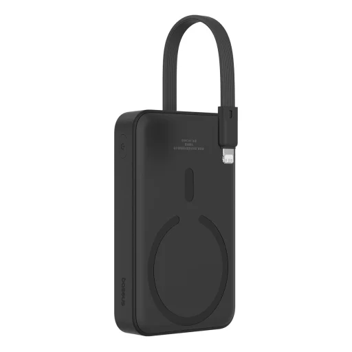 Baseus Magnetic Mini MagSafe 10000mAh 20W powerbank beépített Lightning kábellel - fekete + Baseus Simple Series USB-C - USB-C 60W 0.3m kábel - 8