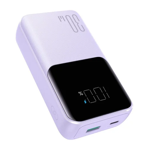 Joyroom JR-PBC07 20000mAh 30W mini power bank USB-C és Lightning kábelekkel - lila - 2