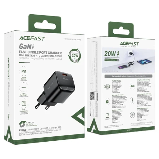 Acefast A73 Mini PD 20W GaN USB-C hálózati töltő - fekete - 6