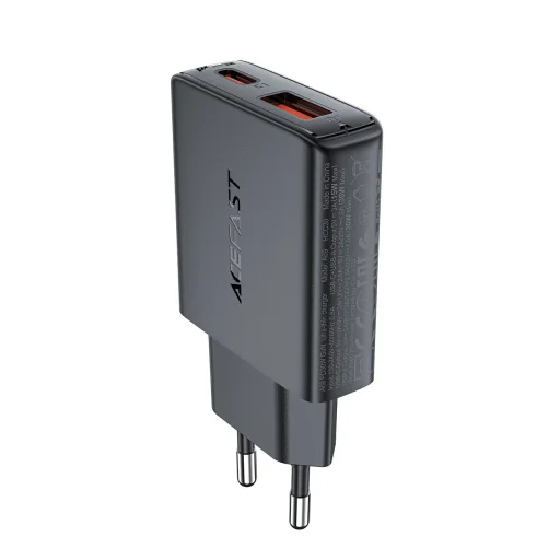 Acefast A69 PD 30W GaN USB-A USB-C fali töltő - fekete - 1
