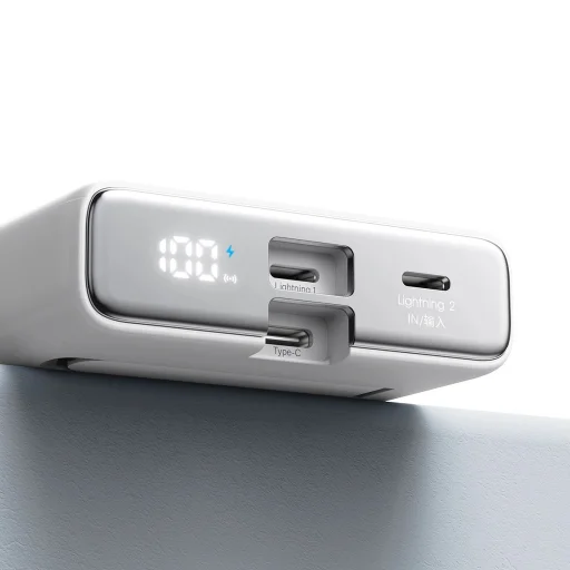 Powerbank Joyroom JR-PBM01 mágneses 10000mAh 20W állvánnyal + Lightning kábel - USB-C - fehér - 5