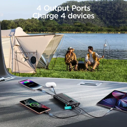 Joyroom JR-L017 22.5W 10000mAh Powerbank beépített USB-C / Lightning kábelekkel - fekete - 12