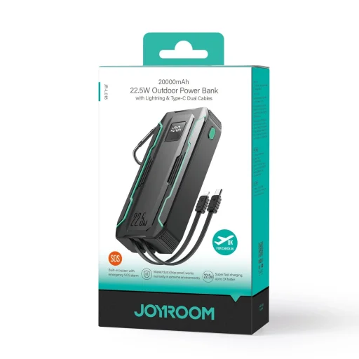 Joyroom JR-L018 22.5W 20000mAh Powerbank beépített USB-C / Lightning kábelekkel - fekete - 5
