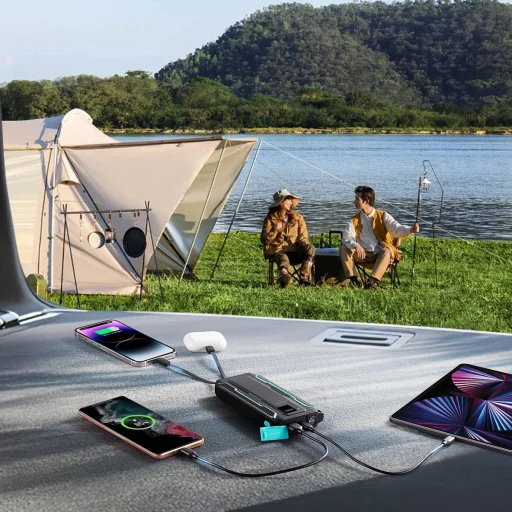 Joyroom JR-L018 22.5W 20000mAh Powerbank beépített USB-C / Lightning kábelekkel - fekete - 6