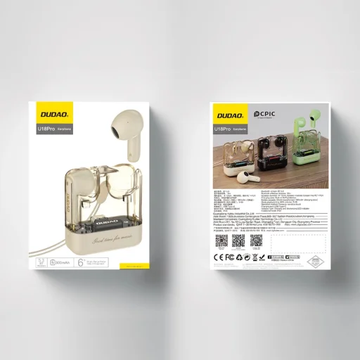 Dudao U18Pro Bluetooth 5.3 TWS vezeték nélküli fülhallgató - bézs - 5