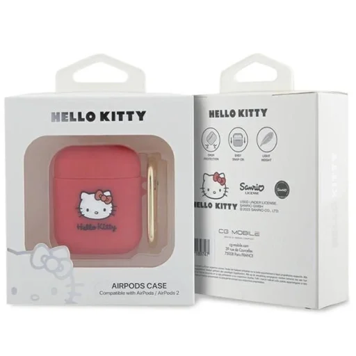 Hello Kitty Silicone 3D Kitty Head AirPods tok - fukszia - 3