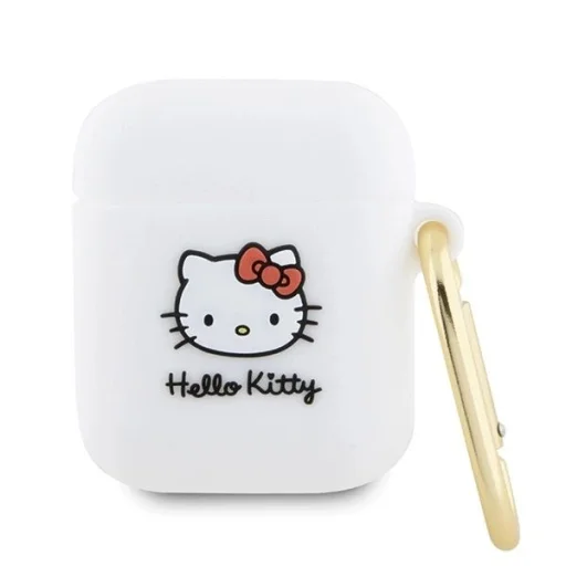 Hello Kitty Szilikon 3D Cica Fej tok AirPods 1/2 - fehér - 1
