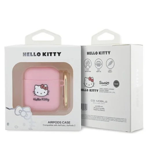 Hello Kitty szilikon 3D Kitty fej tok AirPods 1/2 - rózsaszín - 3
