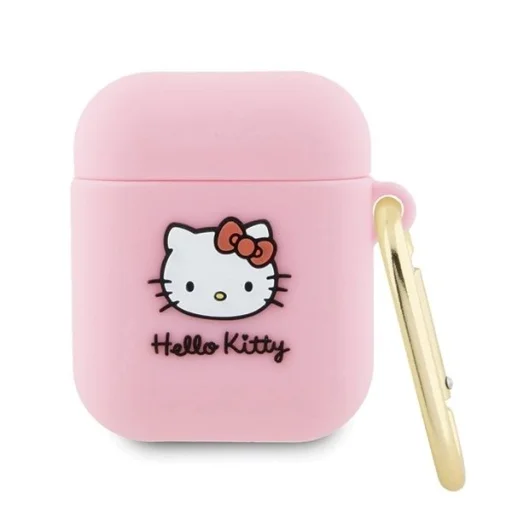 Hello Kitty szilikon 3D Kitty fej tok AirPods 1/2 - rózsaszín - 1