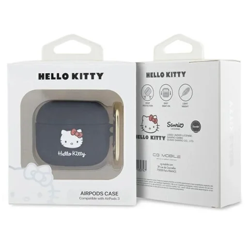 Hello Kitty Szilikon 3D Macska Fej tok AirPods 3 - fekete - 3
