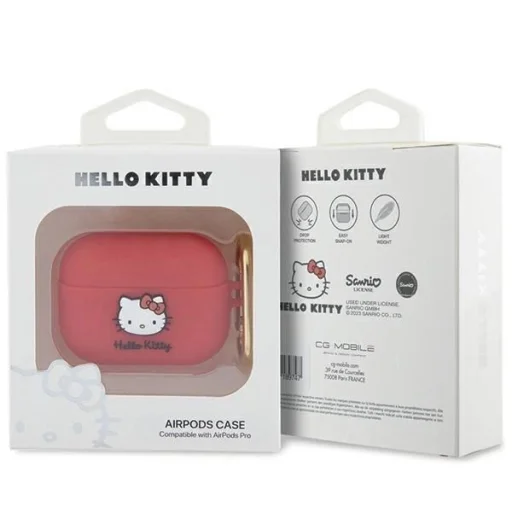 Hello Kitty Szilikon 3D Kitty Fej tok AirPods Pro - fukszia - 3