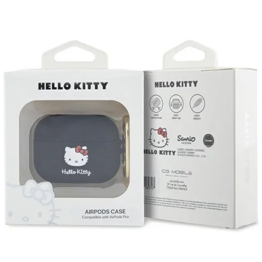 Hello Kitty Szilikon 3D Cicafej AirPods Pro tok - fekete - 3