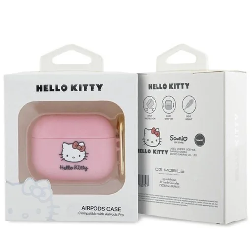 Hello Kitty Szilikon 3D Kitty Fej tok az AirPods Pro-hoz - rózsaszín - 3