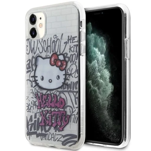 Hello Kitty IML Kitty On Bricks Graffiti tok iPhone 11 - fehér - 1