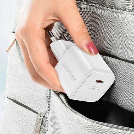 Acefast A77 Mini PD 30W GaN hálózati töltő + USB-C kábel - fehér - 6