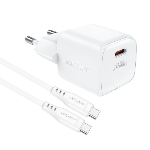 Acefast A77 Mini PD 30W GaN hálózati töltő + USB-C kábel - fehér - 4