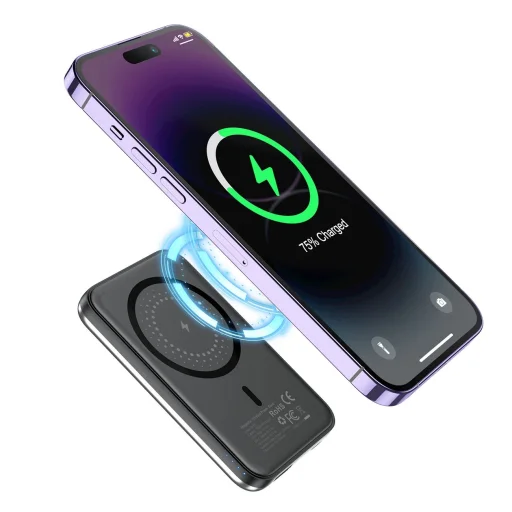 Choetech B655 mini vezeték nélküli mágneses powerbank 5000mAh - ezüst - 5