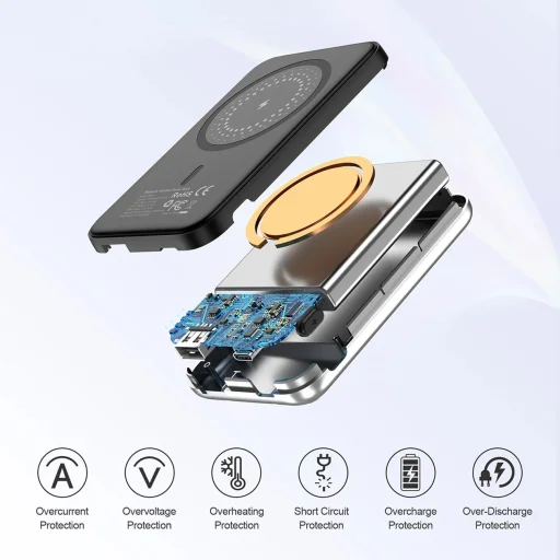 Choetech B655 mini vezeték nélküli mágneses powerbank 5000mAh - ezüst - 8