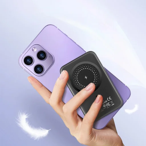 Choetech B655 mini vezeték nélküli mágneses powerbank 5000mAh - ezüst - 9