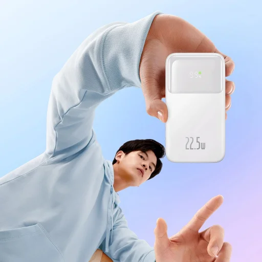 Baseus Comet Series powerbank kijelzővel 10000mAh 22.5W - fehér + USB-A - USB-C kábel - 8