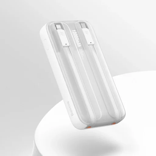Baseus Comet Series powerbank kijelzővel 10000mAh 22.5W - fehér + USB-A - USB-C kábel - 10