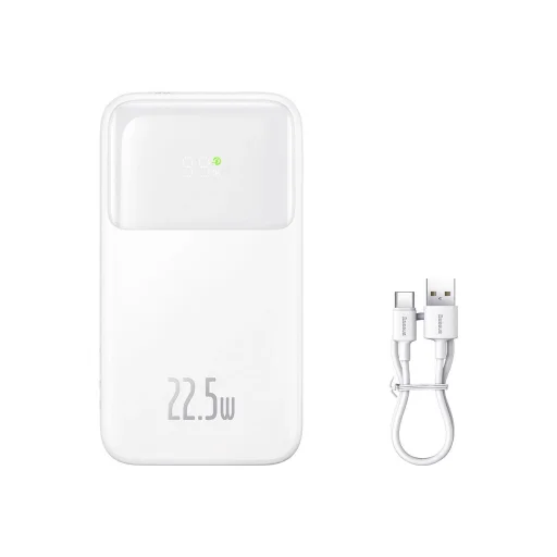 Baseus Comet Series powerbank kijelzővel 10000mAh 22.5W - fehér + USB-A - USB-C kábel - 1