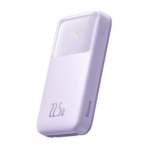 Baseus Comet Series powerbank kijelzővel 10000mAh 22.5W - lila + USB-A / USB-C kábel - 6