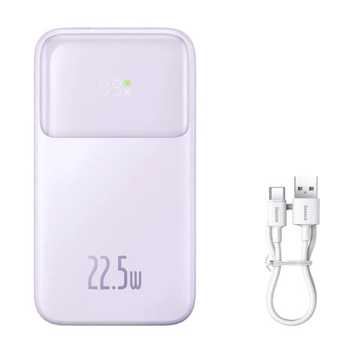 Baseus Comet Series powerbank kijelzővel 10000mAh 22.5W - lila + USB-A / USB-C kábel - 1