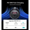 Choetech TC0014 USB-C USB-A PD 60W autós töltő LED háttérvilágítással - fekete thumbnail