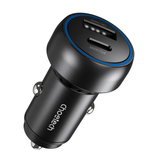 Choetech TC0014 USB-C USB-A PD 60W autós töltő LED háttérvilágítással - fekete - 7