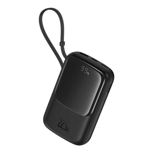 Baseus Qpow Pro+ 10000mAh 22.5W powerbank beépített USB-C kábellel és kijelzővel - fekete - 3