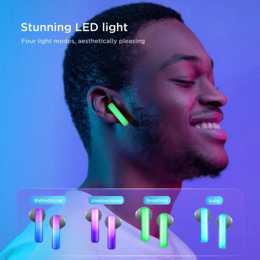 TWS Joyroom JR-TC1 IceLens Series vezeték nélküli fülhallgató LED világítással - fehér - 9