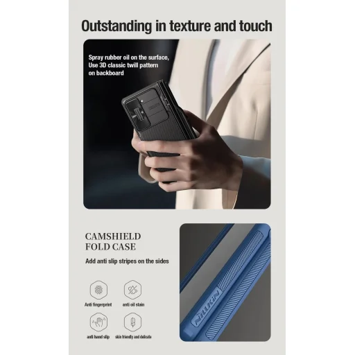 Nillkin CamShield Fold tok Samsung Galaxy Z Fold 5-höz stylus tartóval - fekete - 14