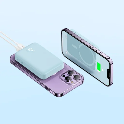 Baseus Magnetic Mini indukciós power bank 10000mAh 20W - kék + USB-C - USB-C kábel - 10