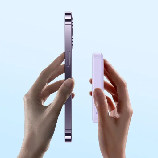 Baseus Magnetic Mini Induction Powerbank 10000mAh 20W - lila + USB-C - USB-C kábel - 9