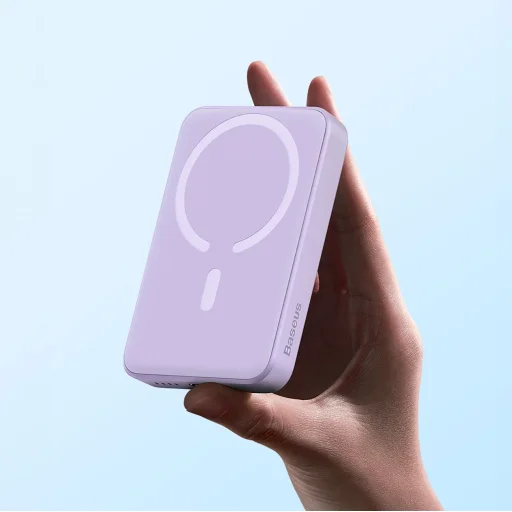 Baseus Magnetic Mini Induction Powerbank 10000mAh 20W - lila + USB-C - USB-C kábel - 12
