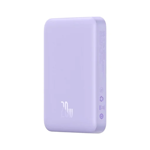 Baseus Magnetic Mini Induction Powerbank 10000mAh 20W - lila + USB-C - USB-C kábel - 1