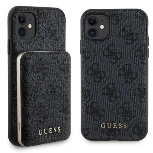 Guess 4G Metal Logo tok és készlet iPhone 11-hez + 5000mAh MagSafe power bank - fekete - 1