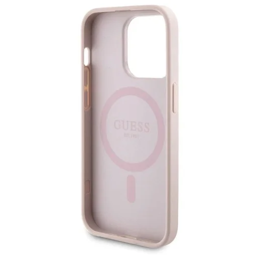 Guess 4G Fém Logo készlet iPhone 14 Pro tok + 5000mAh MagSafe akkumulátor - rózsaszín tok - 7